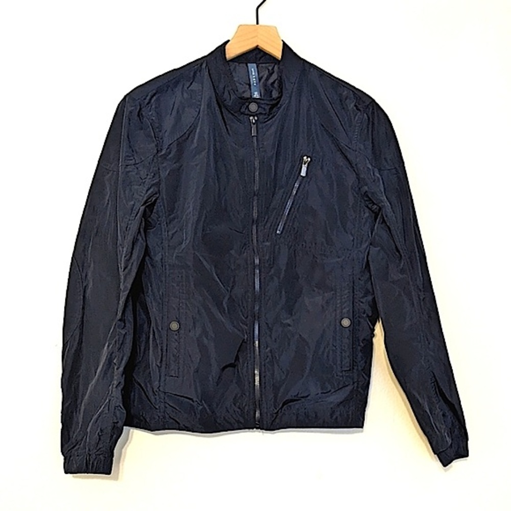 Zara Man Full Zip Dark Blue Windbreaker with Flaw size Small